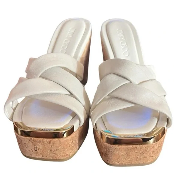 Jimmy Choo Women's Maribou 110 Platform Wedge Slide Sandals, Nee In Box+Dust Bag - Picture 4 of 9